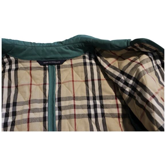 BURBERRY Quilted Jacket In Turquoise Nova Check Snap Close Women’s Size XS - Picture 13 of 16